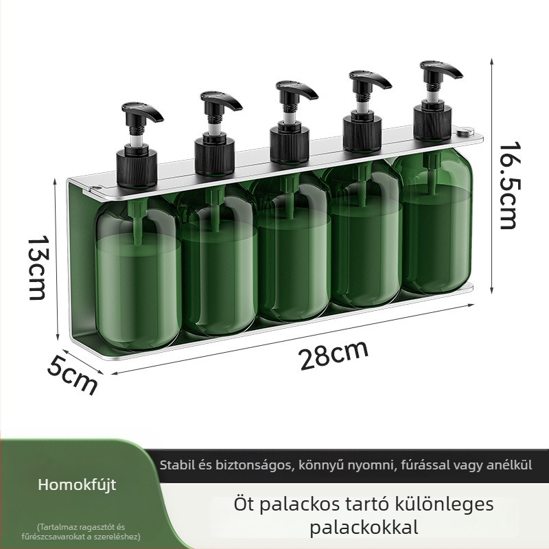 304 rozsdamentes acélból készült szappanadagoló, falra szerelhető, fúrás nélküli, kézi nyomású működés, polírozott felület, modern stílus, szállodai fürdőszobákhoz
