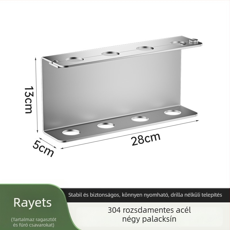 304 rozsdamentes acélból készült szappanadagoló, falra szerelhető, fúrás nélküli, kézi nyomású működés, polírozott felület, modern stílus, szállodai fürdőszobákhoz