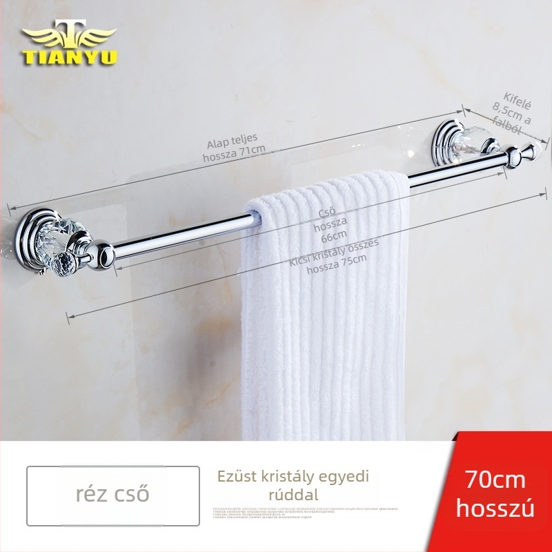 Európai stílusú törölközőtartó egy rúddal, réz-króm bevonat, CE tanúsítvány