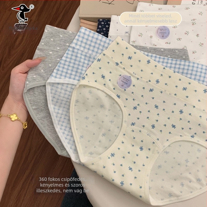 Női pamut magas derekú alsónemű, antibakteriális, lélegző, gyorsan száradó; kötött anyag; ágyéki belső 95–100% pamut