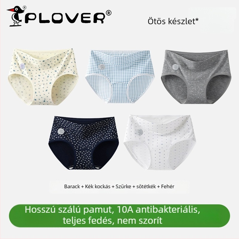 Női pamut magas derekú alsónemű, antibakteriális, lélegző, gyorsan száradó; kötött anyag; ágyéki belső 95–100% pamut