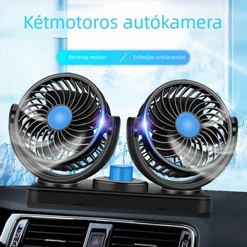 Autóventilátor, 12V/24V/USB, kétfejű, 10W, Modell DCFAN