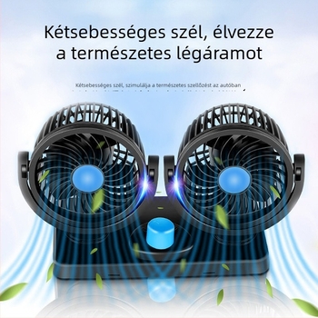 Autóventilátor, 12V/24V/USB, kétfejű, 10W, Modell DCFAN