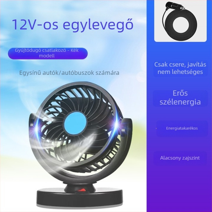 Autóventilátor, 12V/24V/USB, kétfejű, 10W, Modell DCFAN