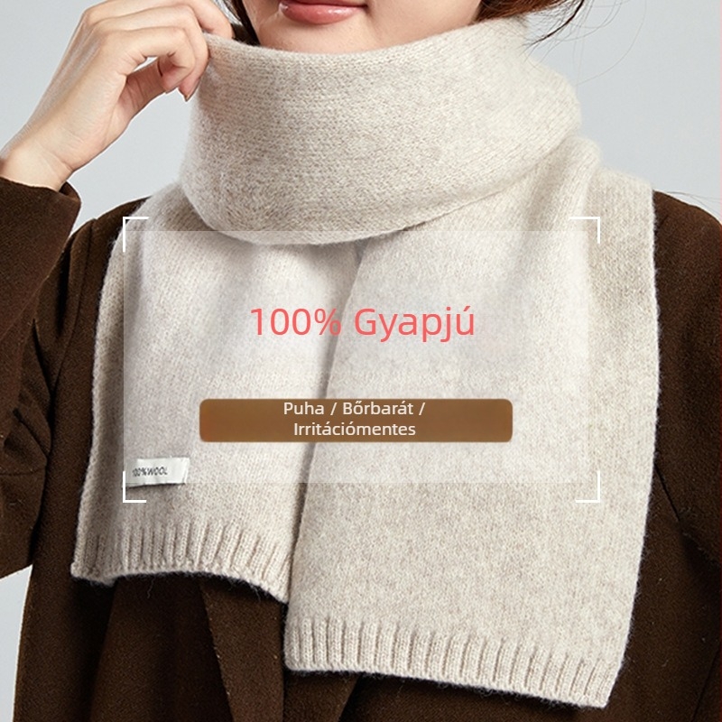 Téli gyapjú kötött sál, 100% gyapjú, meleg, friss és édes stílus