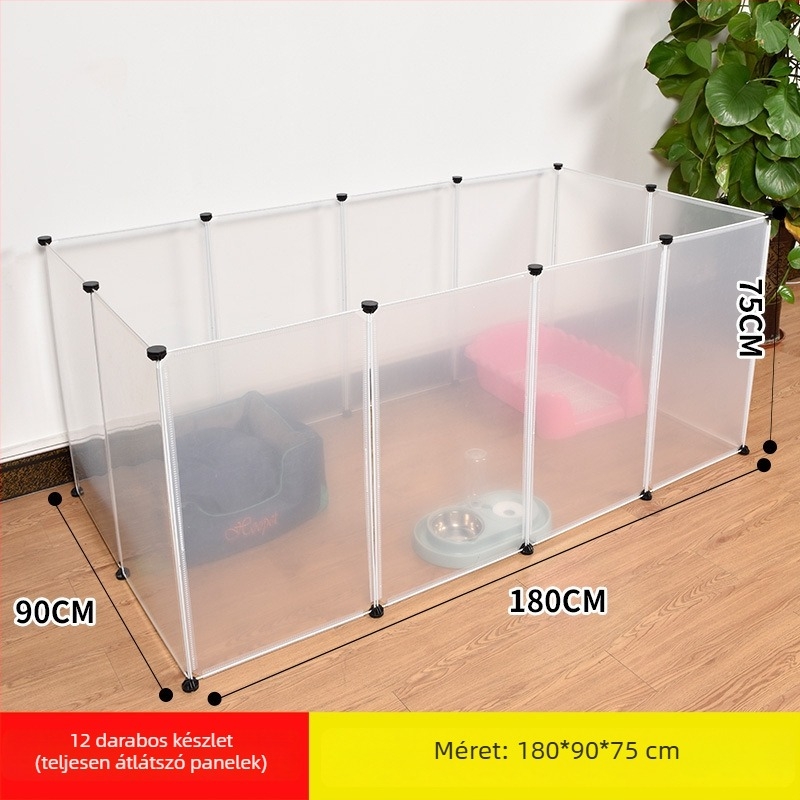 Műanyag beltéri háziállatkerítés kutyáknak és nyulaknak átlátszó panellel