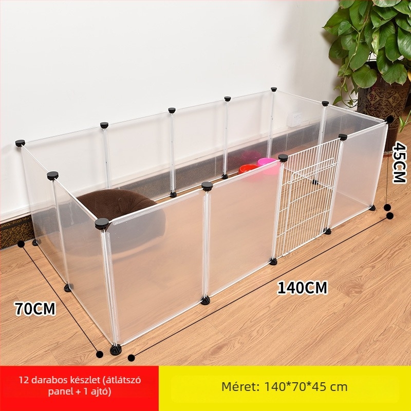Műanyag beltéri háziállatkerítés kutyáknak és nyulaknak átlátszó panellel