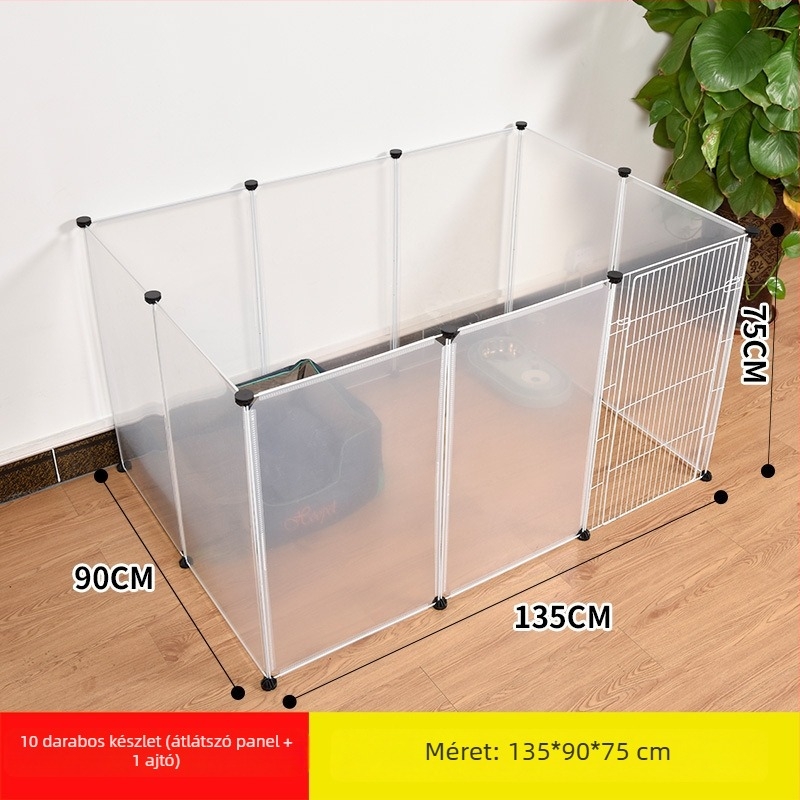 Műanyag beltéri háziállatkerítés kutyáknak és nyulaknak átlátszó panellel
