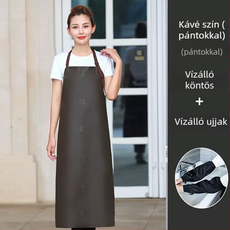 PU anyagú ujjatlan kötény, olaj- és foltálló, modern minimalista stílus, egyszínű