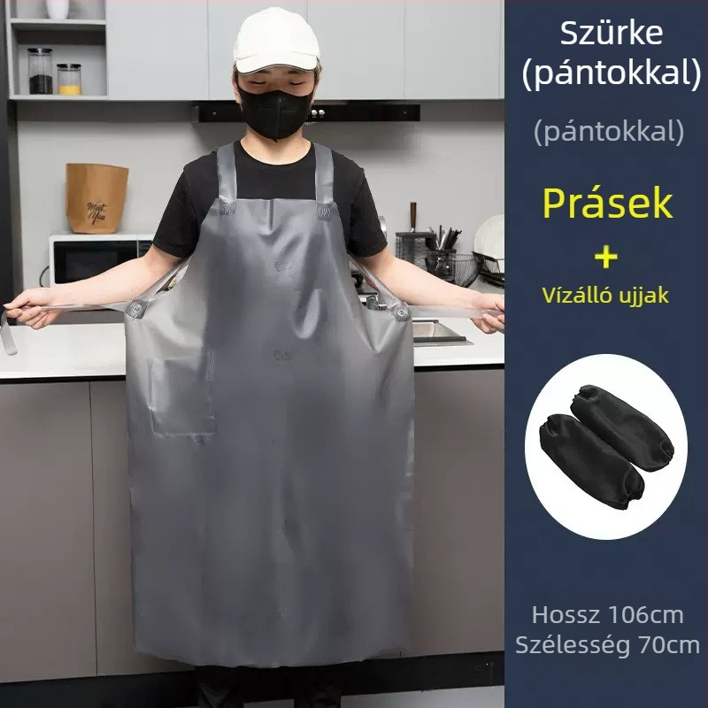 PU anyagú ujjatlan kötény, olaj- és foltálló, modern minimalista stílus, egyszínű