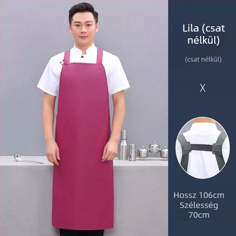 PU anyagú ujjatlan kötény, olaj- és foltálló, modern minimalista stílus, egyszínű