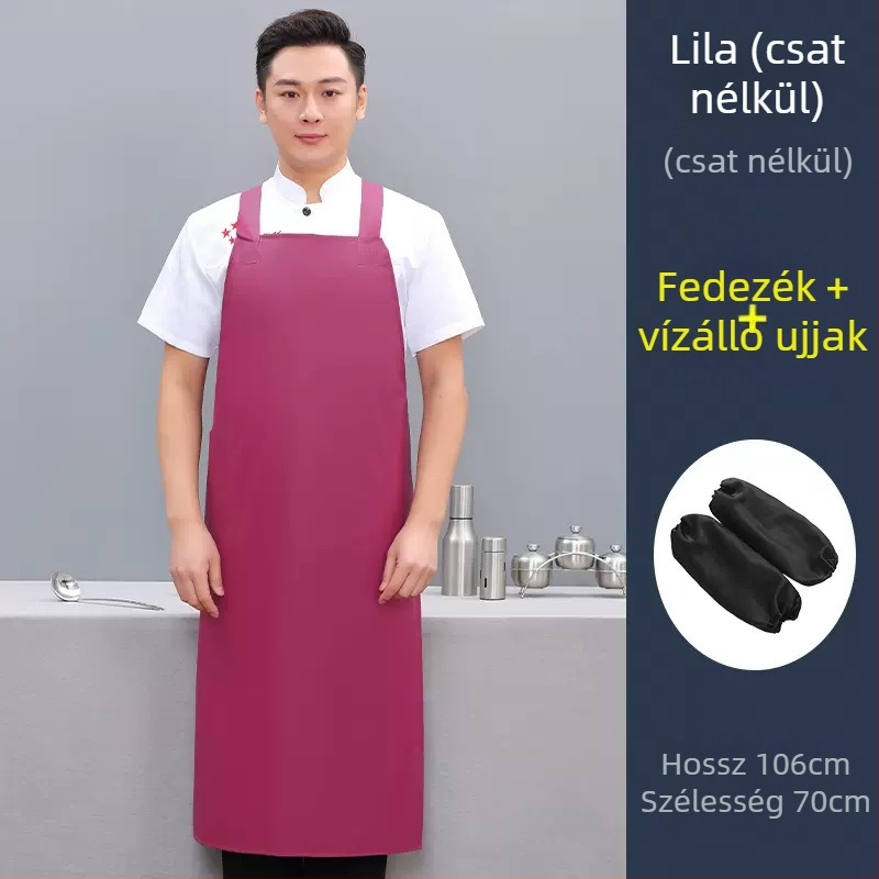 PU anyagú ujjatlan kötény, olaj- és foltálló, modern minimalista stílus, egyszínű