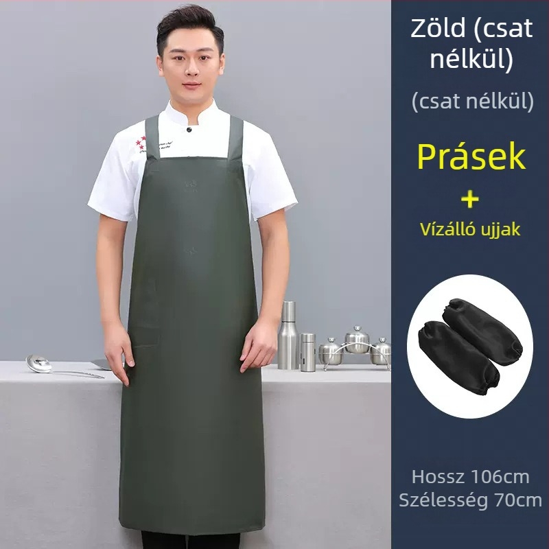 PU anyagú ujjatlan kötény, olaj- és foltálló, modern minimalista stílus, egyszínű