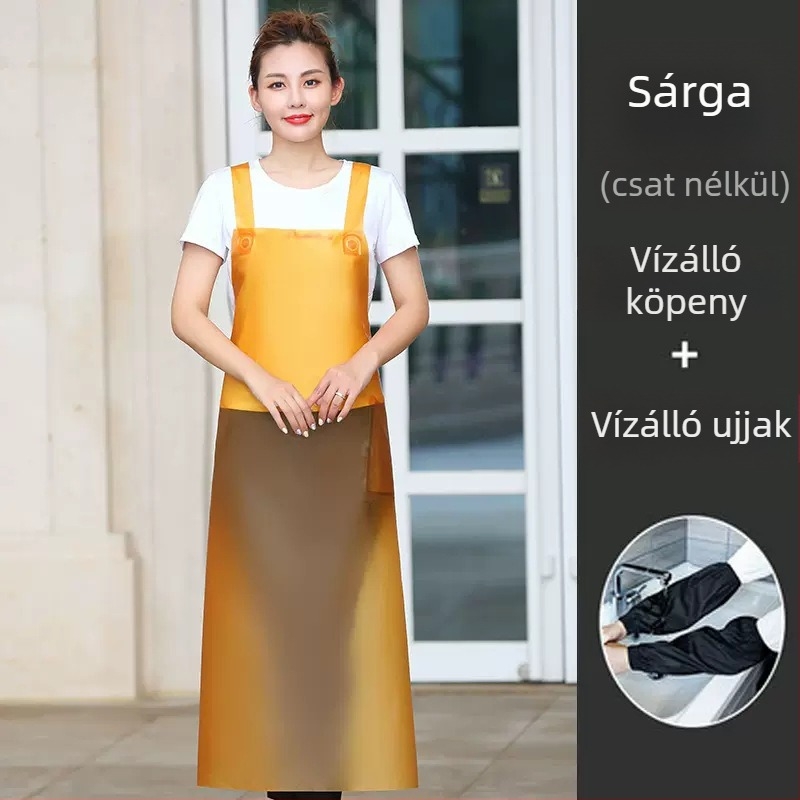 PU anyagú ujjatlan kötény, olaj- és foltálló, modern minimalista stílus, egyszínű