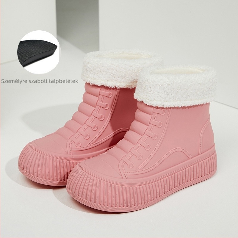 Női PVC esőcsizmák, alacsony cső, vastagabb kivitel, sík sarka, slip-on