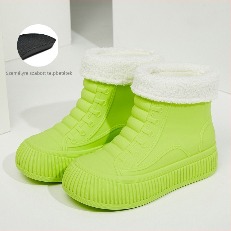 Női PVC esőcsizmák, alacsony cső, vastagabb kivitel, sík sarka, slip-on