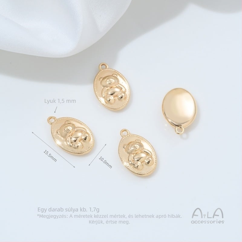 Medál – 14K aranyszínű védőréteg, ötvözet/ezüst- és arany bevonattal, macska mintázat, eredeti dizájn, 2025 ősz