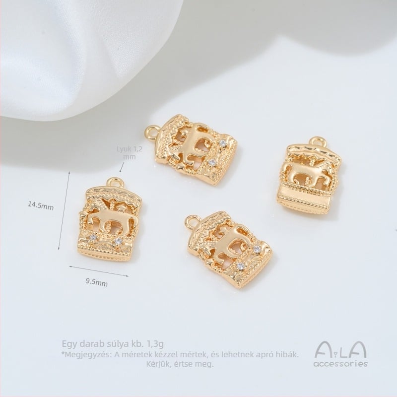 Medál – 14K aranyszínű védőréteg, ötvözet/ezüst- és arany bevonattal, macska mintázat, eredeti dizájn, 2025 ősz