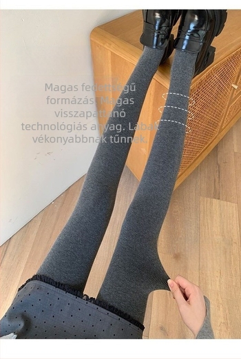 Őszi–téli fleece-bevonatú leggings, karcsúsító hatású, hosszú, laza szabású, lábfejig érő