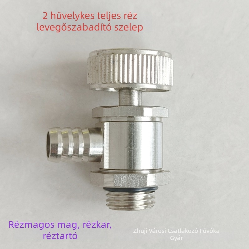 Radiátor leeresztő csap csavaros kapcsolattal — réz, nikkelezett bevonat, 0–100°C működési hőmérséklet, víz közeghez