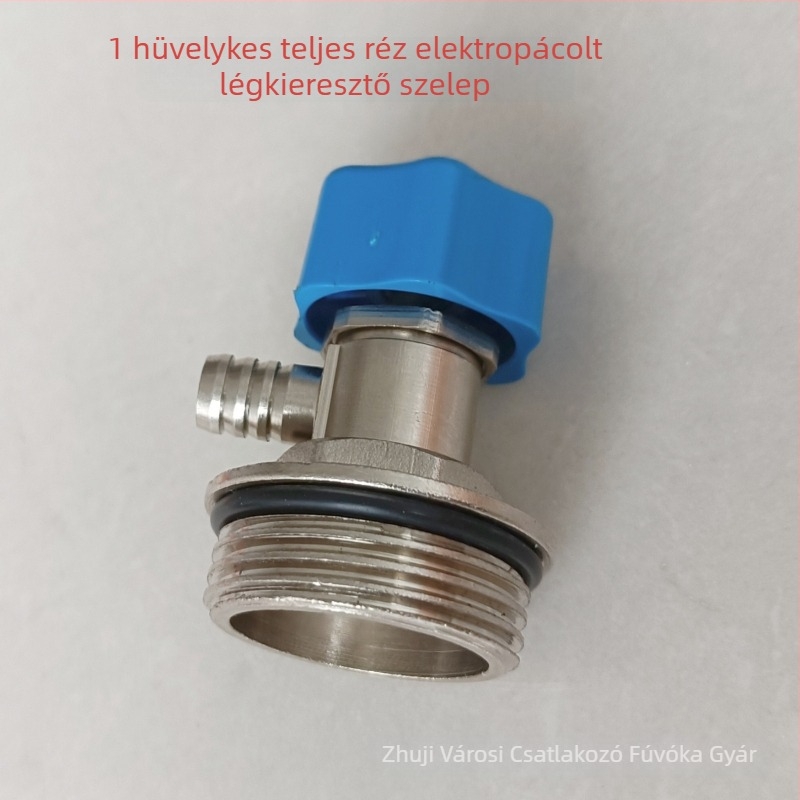 Radiátor leeresztő csap csavaros kapcsolattal — réz, nikkelezett bevonat, 0–100°C működési hőmérséklet, víz közeghez