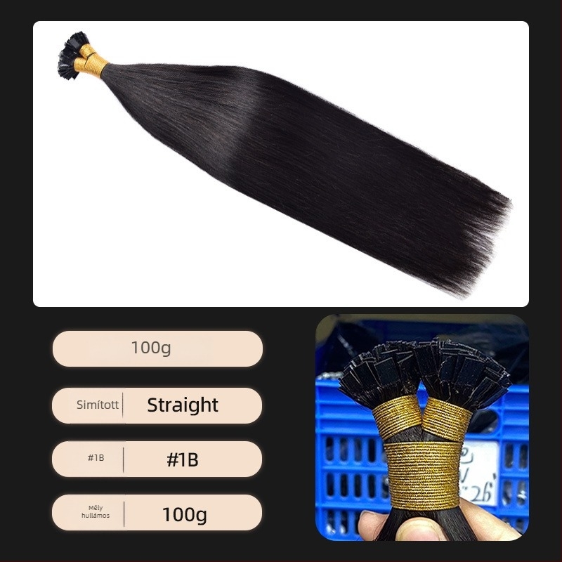 Női parókadarab, valódi hajból, kézzel szövött, egyenes, modell ST, középen elválasztott frufni