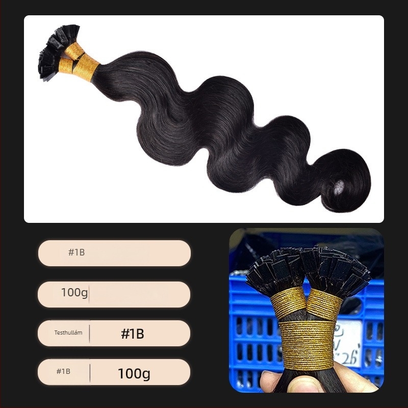 Női parókadarab, valódi hajból, kézzel szövött, egyenes, modell ST, középen elválasztott frufni