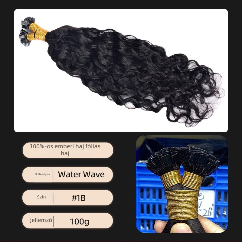 Női parókadarab, valódi hajból, kézzel szövött, egyenes, modell ST, középen elválasztott frufni