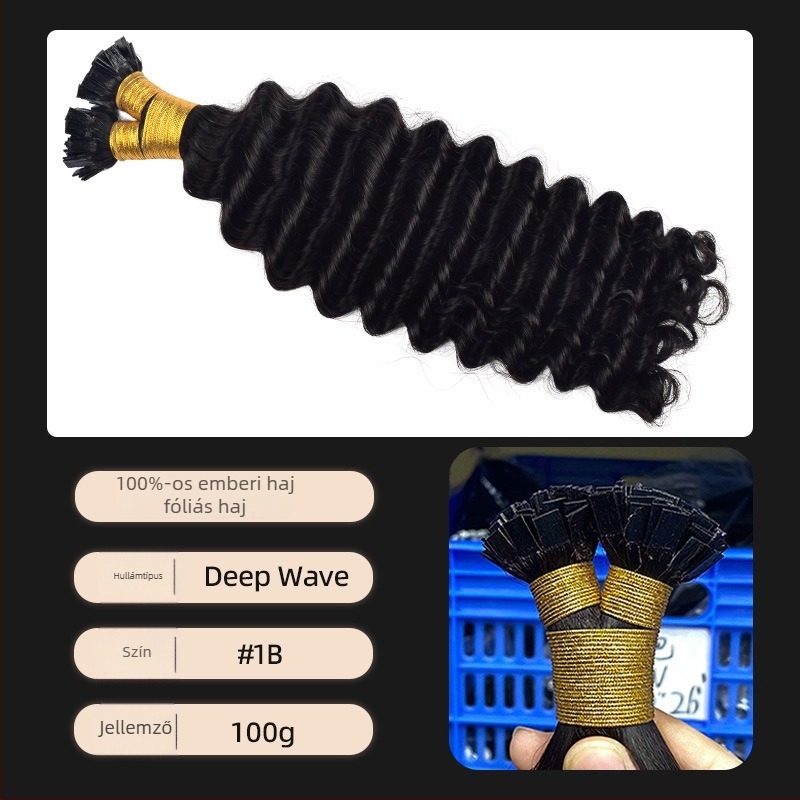 Női parókadarab, valódi hajból, kézzel szövött, egyenes, modell ST, középen elválasztott frufni