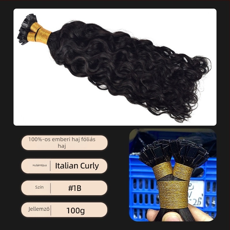 Női parókadarab, valódi hajból, kézzel szövött, egyenes, modell ST, középen elválasztott frufni