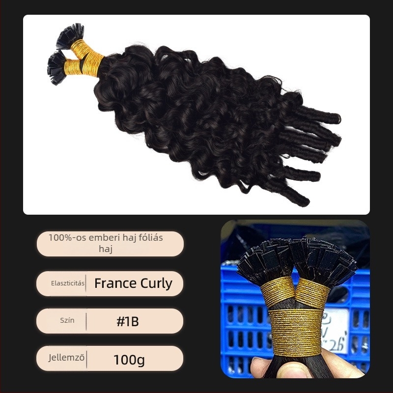 Női parókadarab, valódi hajból, kézzel szövött, egyenes, modell ST, középen elválasztott frufni