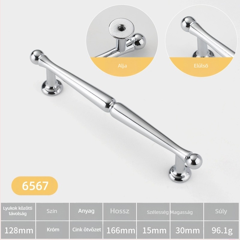 Szekrényajtó fogantyú — gömb alakú, cinkötvözetből, olasz minimalista stílus, felületre szerelhető, egylyukú modell