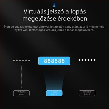 Intelligens biometrikus ajtózár arcfelismeréssel és ujjlenyomat-olvasóval, vízálló, távoli feloldás, ujjlenyomat-tárolás 100, >100000 feloldás, szkennelési idő <0.5 s, hamis felismerés <0.001%, DC tápegység