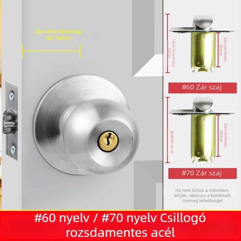 Ajtózár golyózár mechanizmussal, rozsdamentes acélból, modell Ybj