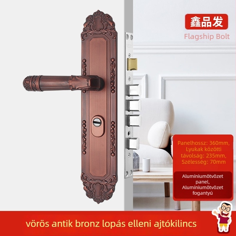 Bejárati ajtó kilincs zárval - alumíniumötvözet, Xinpinfa, modell 901, modern minimalist dizájn