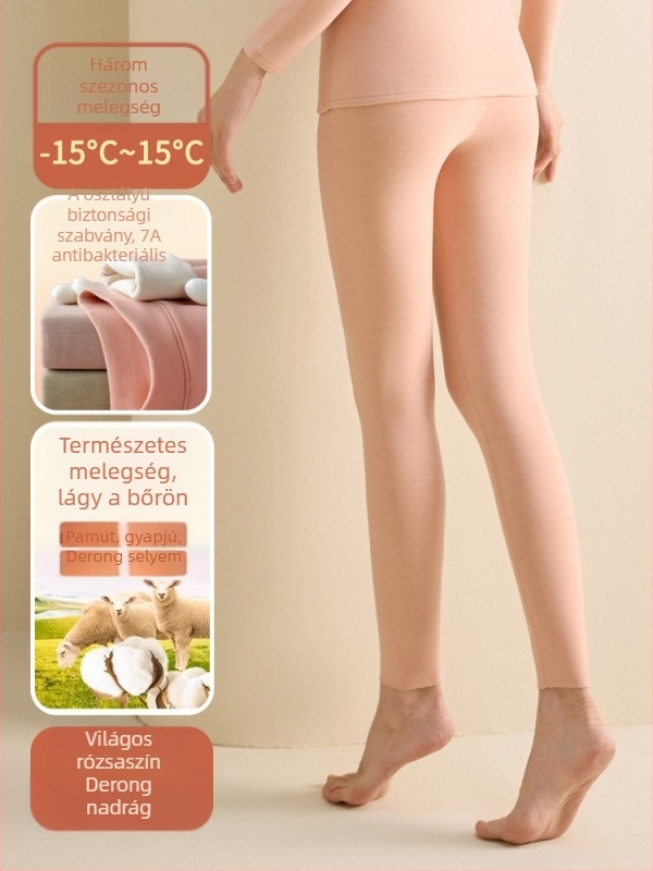 Női Poliészter alaptermikus alsónemű készlet, fél magas gallér, kettős réteg, vast anyag 251-300 g/m², velúr bélés