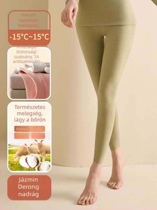 Női Poliészter alaptermikus alsónemű készlet, fél magas gallér, kettős réteg, vast anyag 251-300 g/m², velúr bélés