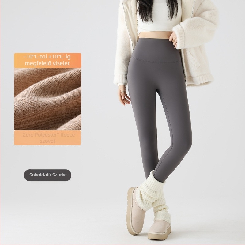 Nylonból készült fleece-lapolt termosz leggings, magas elasztikusság, vast anyag, geometriai minta