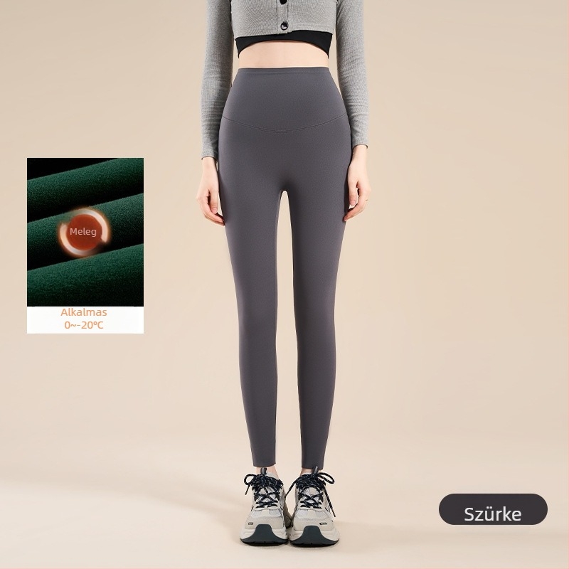 Nylonból készült fleece-lapolt termosz leggings, magas elasztikusság, vast anyag, geometriai minta