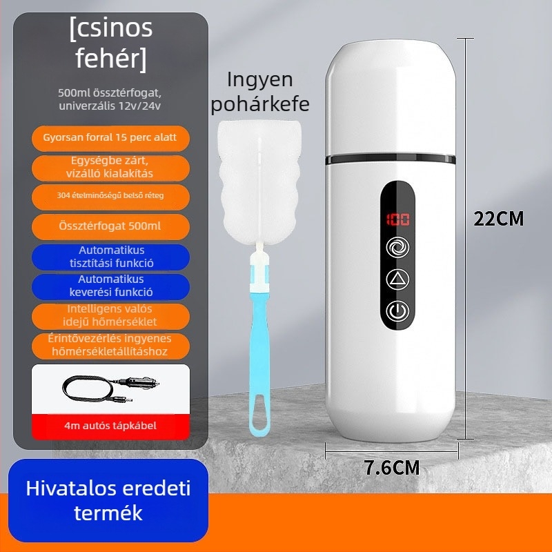 Autóba szerelt masszírozó elektromos vízmelegítő pohár, szigetelés, canvas anyag, teljesítmény 1W