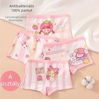 Lányoknak készült pamut alsónemű, antibakteriális, 95% pamut, biztonsági osztály A, modell K-29