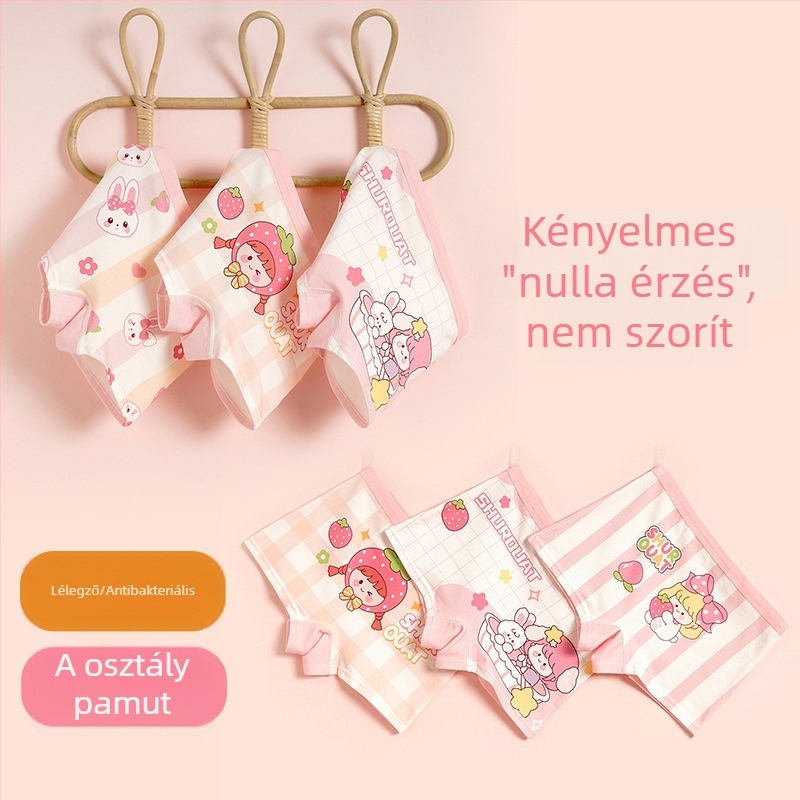 Lányoknak készült pamut alsónemű, antibakteriális, 95% pamut, biztonsági osztály A, modell K-29