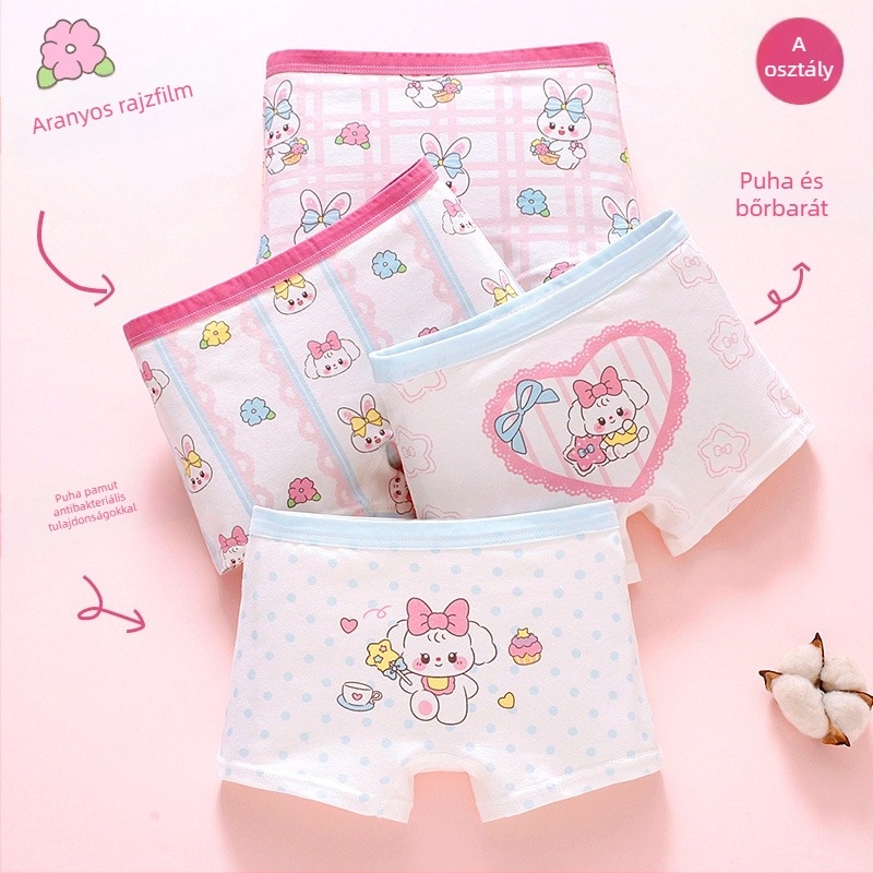 Lányoknak készült pamut alsónemű, antibakteriális, 95% pamut, biztonsági osztály A, modell K-29