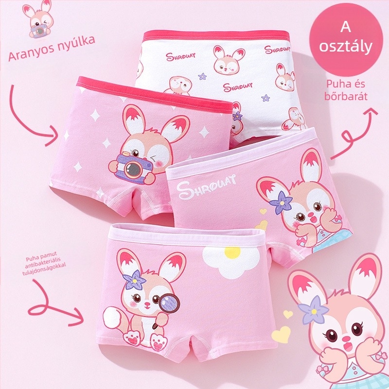 Lányoknak készült pamut alsónemű, antibakteriális, 95% pamut, biztonsági osztály A, modell K-29