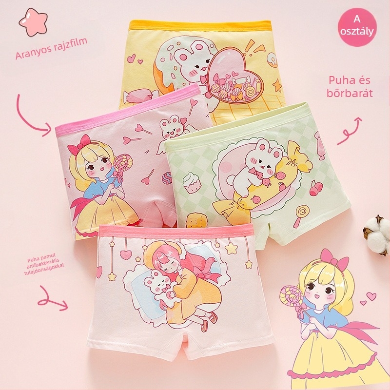 Lányoknak készült pamut alsónemű, antibakteriális, 95% pamut, biztonsági osztály A, modell K-29