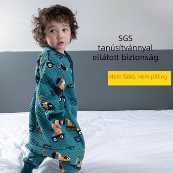 Gyerekeknek szóló, kettéosztott lábú hálózsák és anti-kick pléd, egész éves használatra, külső anyag 100% pamut, töltet poliészter