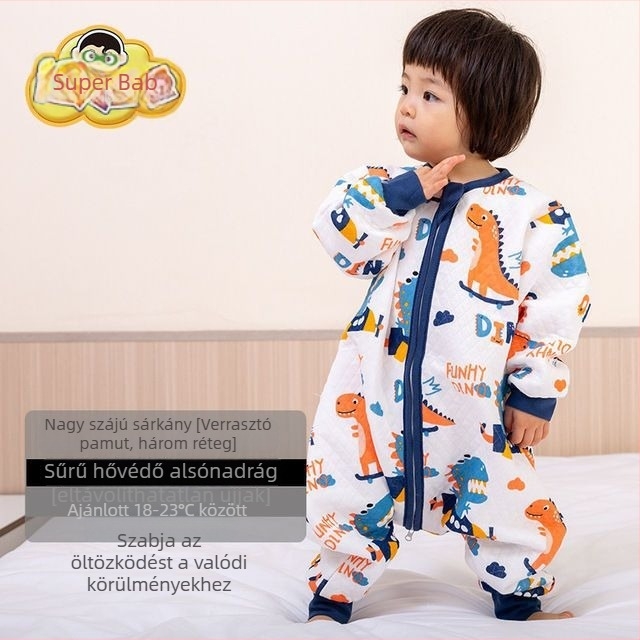 Gyerekeknek szóló, kettéosztott lábú hálózsák és anti-kick pléd, egész éves használatra, külső anyag 100% pamut, töltet poliészter