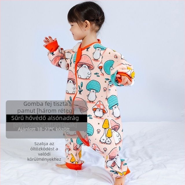 Gyerekeknek szóló, kettéosztott lábú hálózsák és anti-kick pléd, egész éves használatra, külső anyag 100% pamut, töltet poliészter