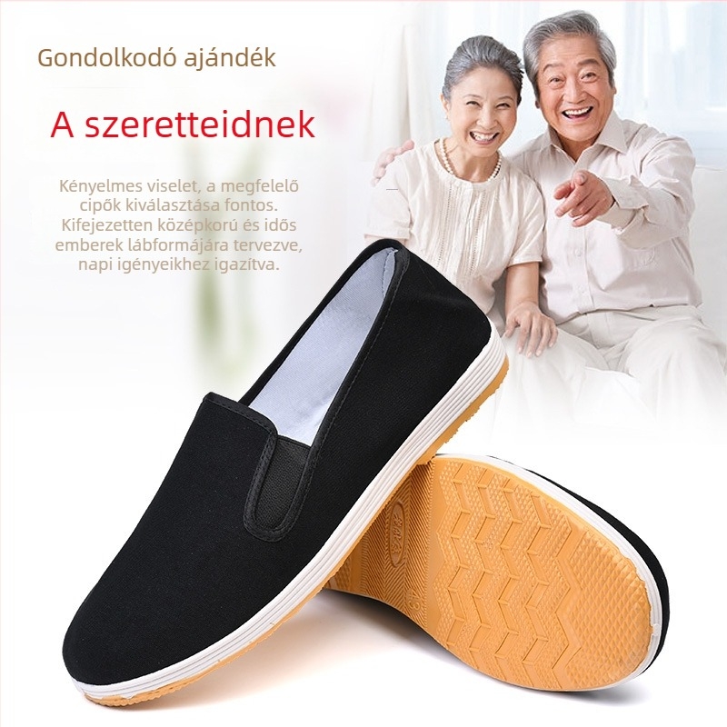 Férfi vászoncipő, kerek orrú, alacsony felső rész, varrott talp, textil belső talp