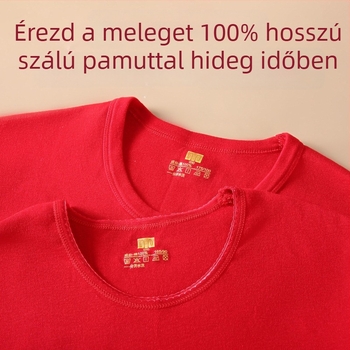 Férfi termikus alsó-felső készlet, 100% pamut, antibakteriális, háromrétegű, extrán vastag 501–600 g/m², hosszú ujjú felső, egylinés gallér, nadrágokkal együtt